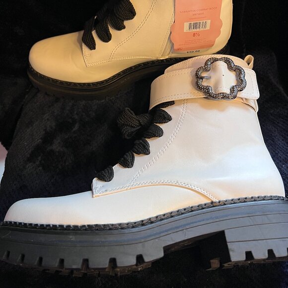 Sam & Libby Shoes - Sam & Libby 💜 Samantha Combat Boot 👢 Bright White NWT's Size 8 1/2